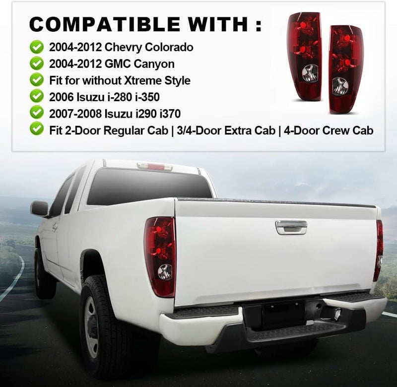 GPLUS Rear Tail Lights Assembly Compatible with Chevy Colorado 2004-2012/Fit GMC Canyon 2004-2012,Rear Lamps Luces Traseras, Faros Traseros w/o Blubs Driver and Passenger Side - Image 2